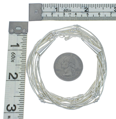 Native American Hand Strung Liquid Silver 5-Strand Necklace X10815